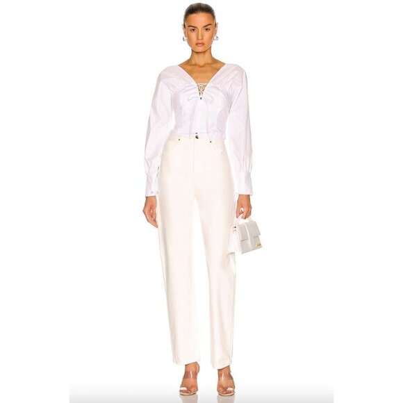 Goldsign Myra Straight Leg High Rise Jean Calla White Womens Size 28 - Picture 4 of 16